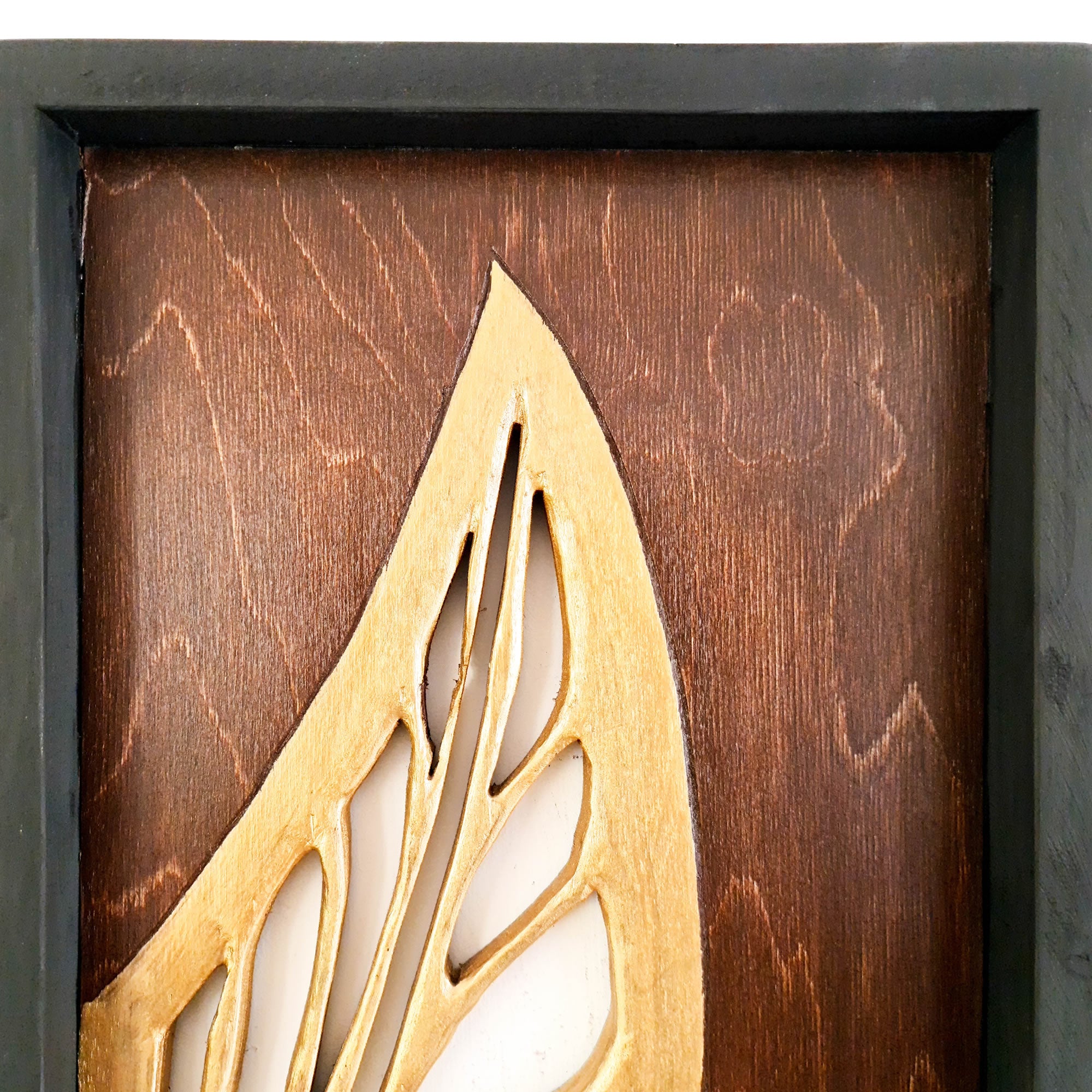 Golden Leaves Long - Handmade Carved Decoration Wooden Wall Art Gift Easternada #easternadawoodart