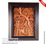 Hand Carved Teakwood Decorative Wall Art Sculpture Ram Sita Hindu Mandir