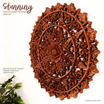 Mandala Hand Carved Teakwood Decorative Large Round Wall Art Headboard