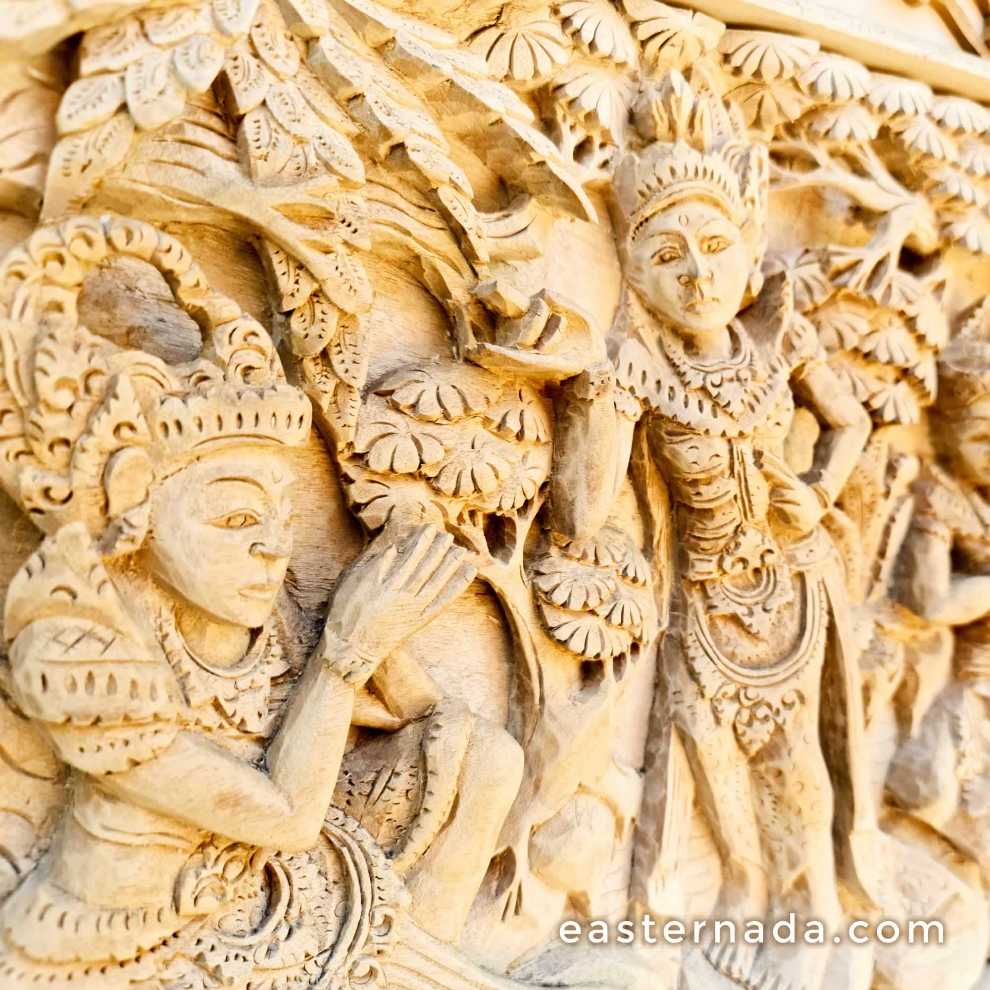 Hand Carved Teakwood Decorative Wall Art Sculpture Ram Sita Hindu Mandir