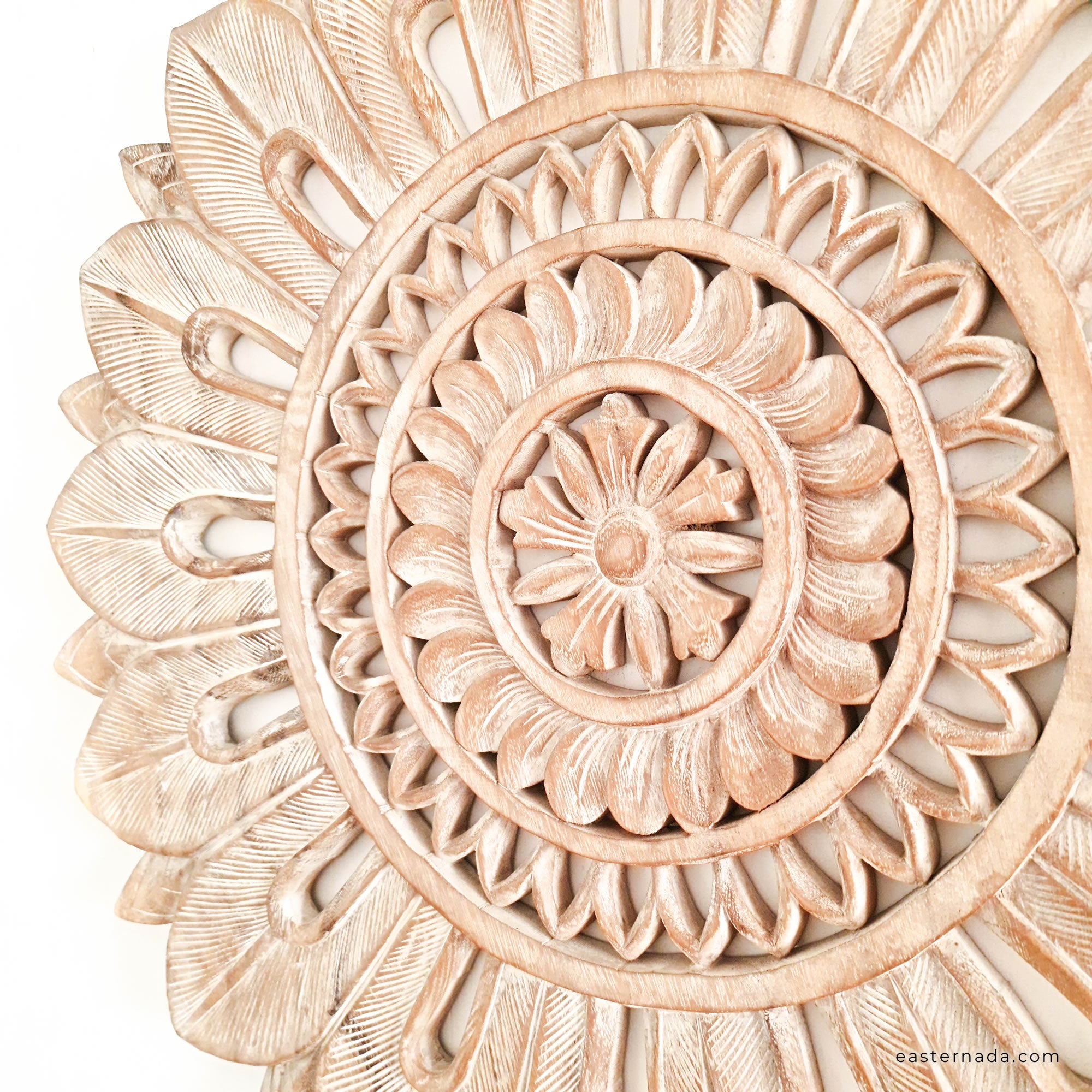 Bohemian Mandala Hand Carved Teakwood Decorative Large Round Wall Art Headboard