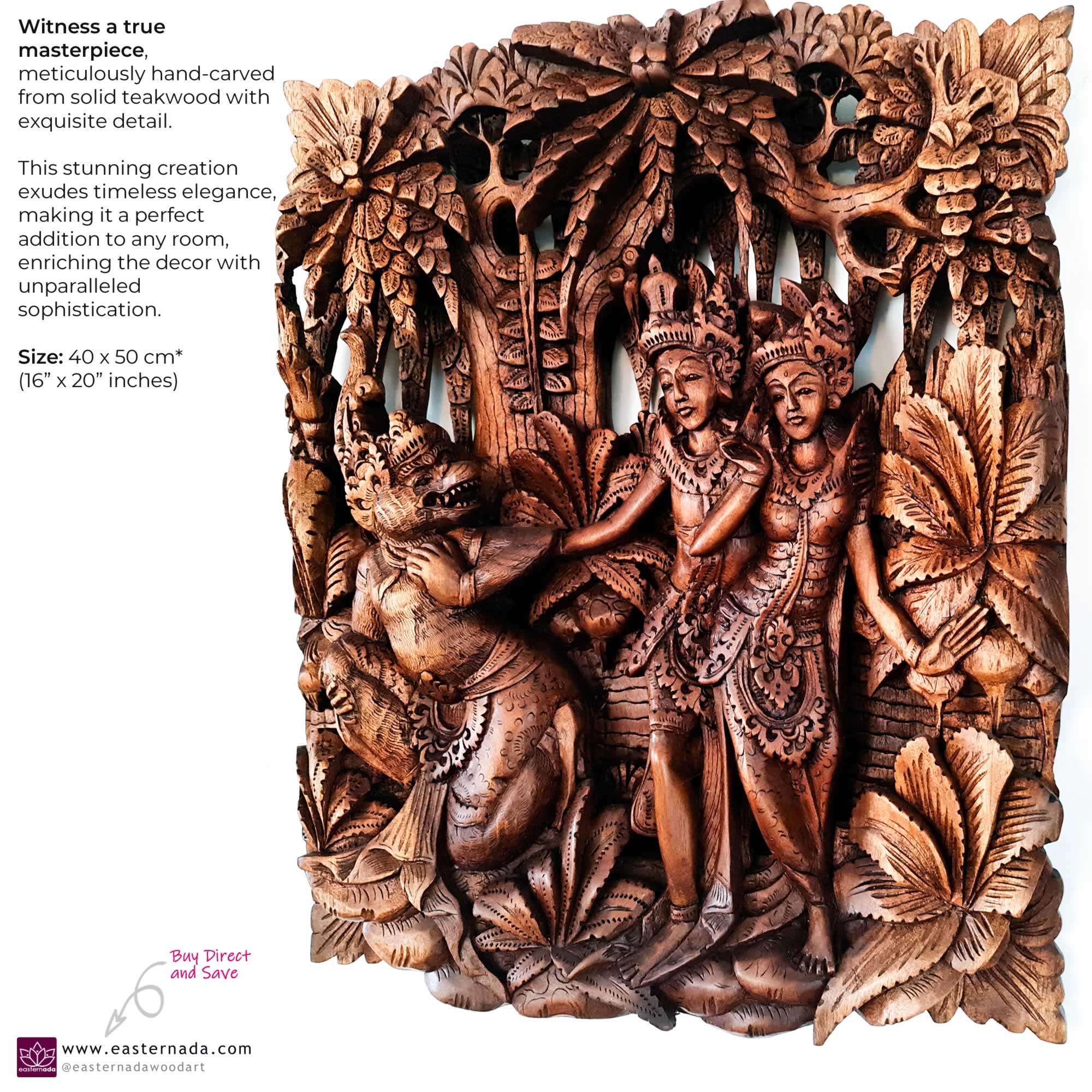 Elevate your sacred space with our exquisite Radha Krishna Teakwood Wall Art.