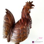 Rooster Chicken - Hand-Carved Large Teakwood Decorative Sculpture