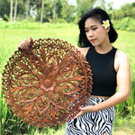 Mandala Hand Carved Teakwood Decorative Large Round Wall Art Headboard