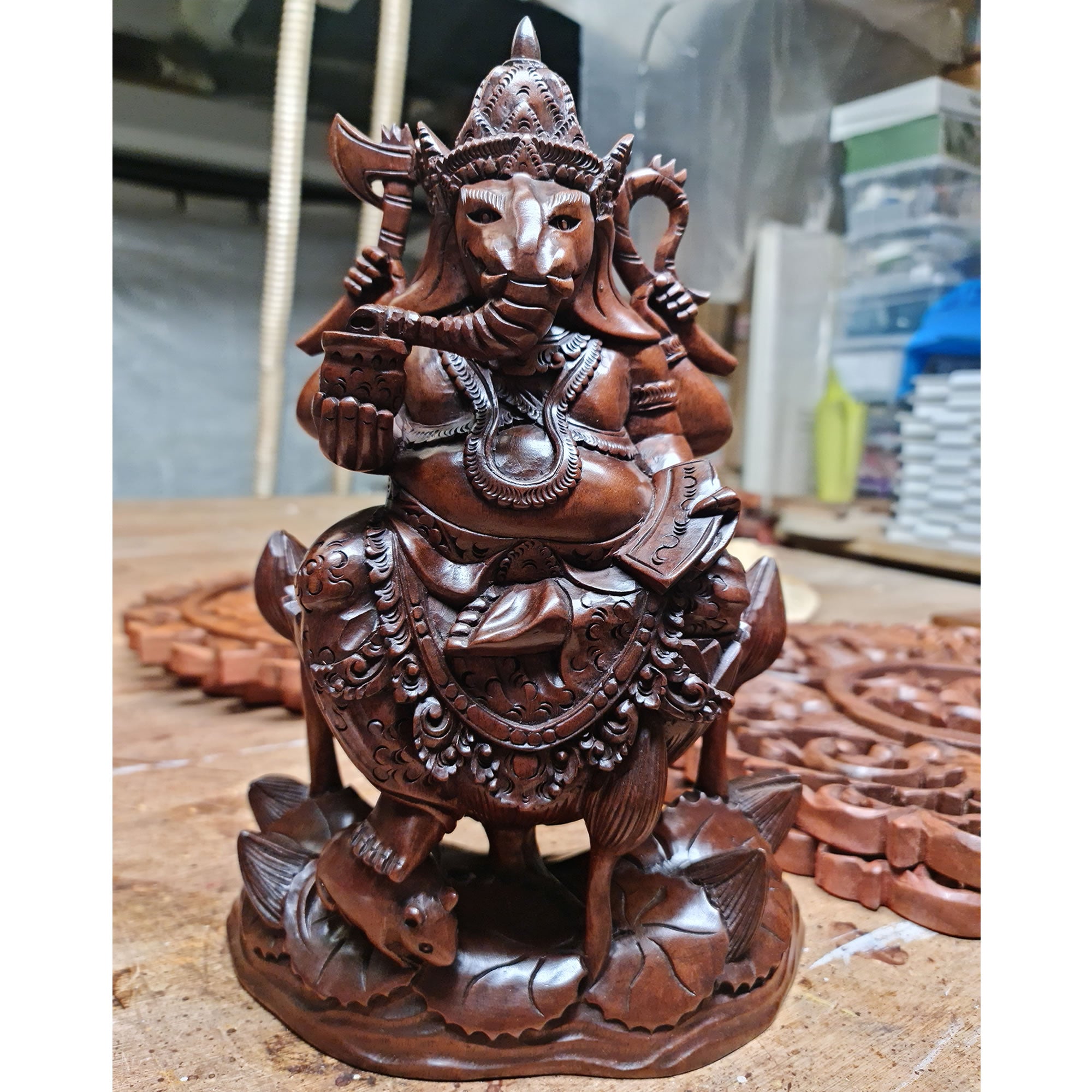 Ganesh Ganapati Decorative Teakwood Sculpture Hindu Art