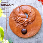 Chinese Dragon Ball - Large Hand Carved Teakwood Decorative Art Sculpture Headboard