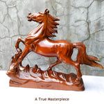 Horse Hand Carved Decorative Teakwood Large Sculpture Unique Gift