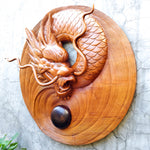 Chinese Dragon Ball - Large Hand Carved Teakwood Decorative Art Sculpture Headboard