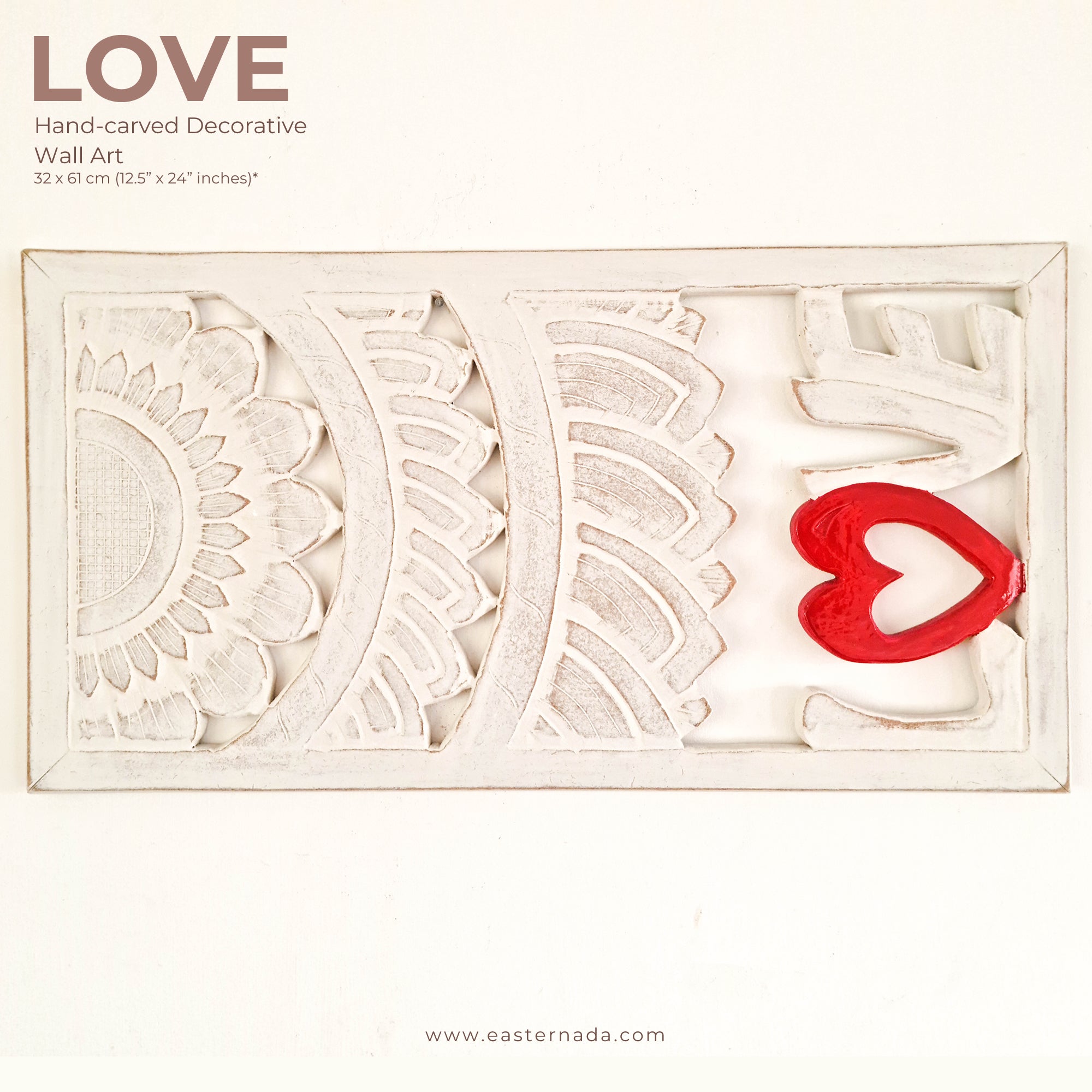 Bohemian Mandala Valentine Love hand-carved wooden wall art. An exclusive design to compliment any room. Stunning mandala with calligraphy Love. A perfect gift for a loved one