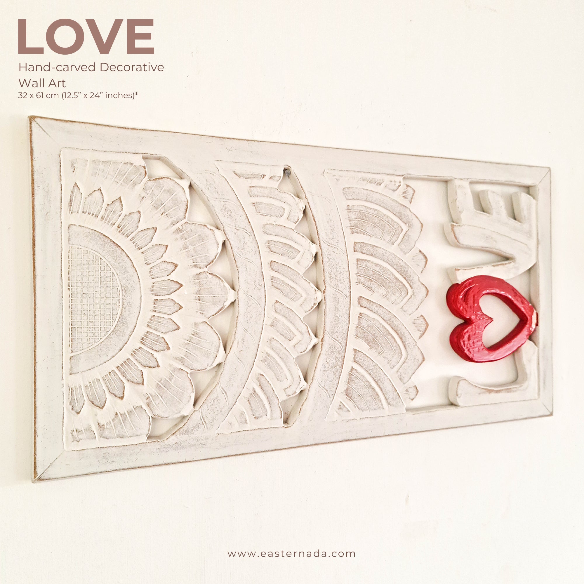 Bohemian Mandala Valentine Love hand-carved wooden wall art. An exclusive design to compliment any room. Stunning mandala with calligraphy Love. A perfect gift for a loved one