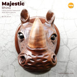 African Rhino Head - Hand-carved Wooden Decorative Sculpture Room Wall Art