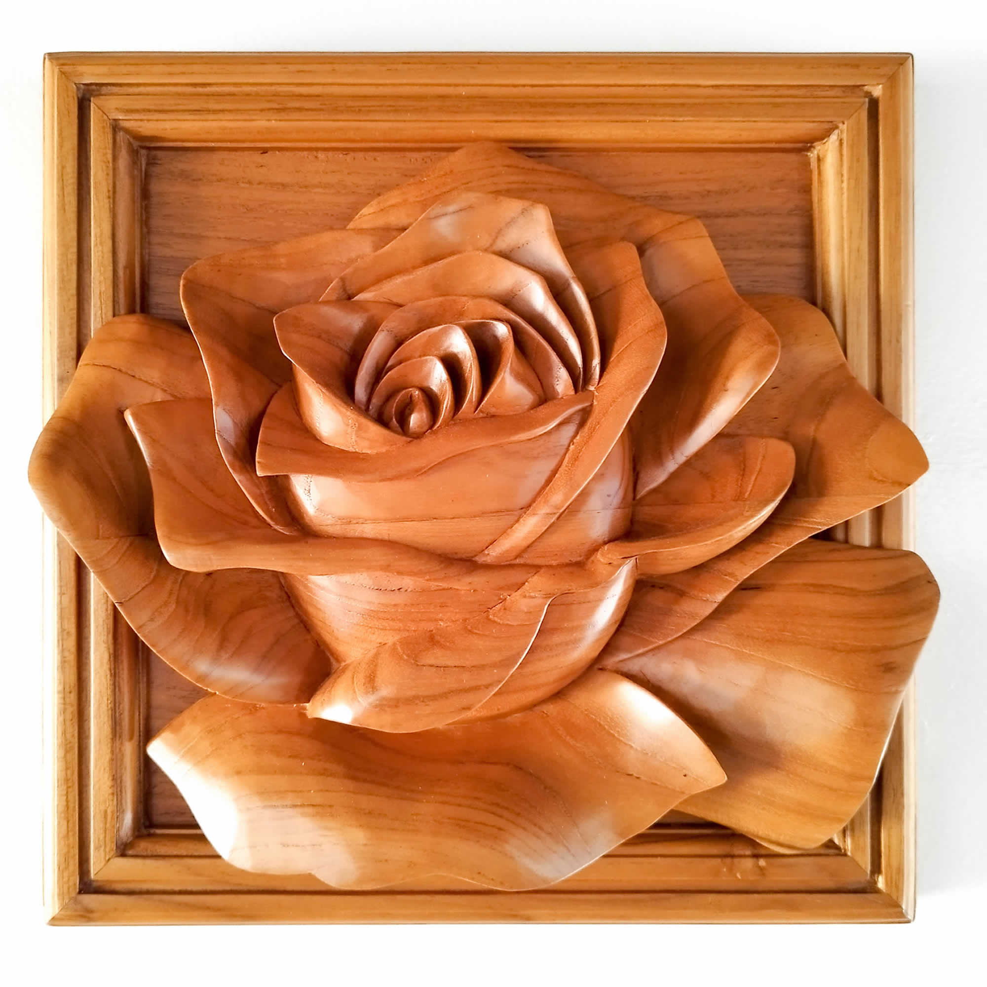 Valentine Rose Hand Carved Wooden Decorative Art Sculpture