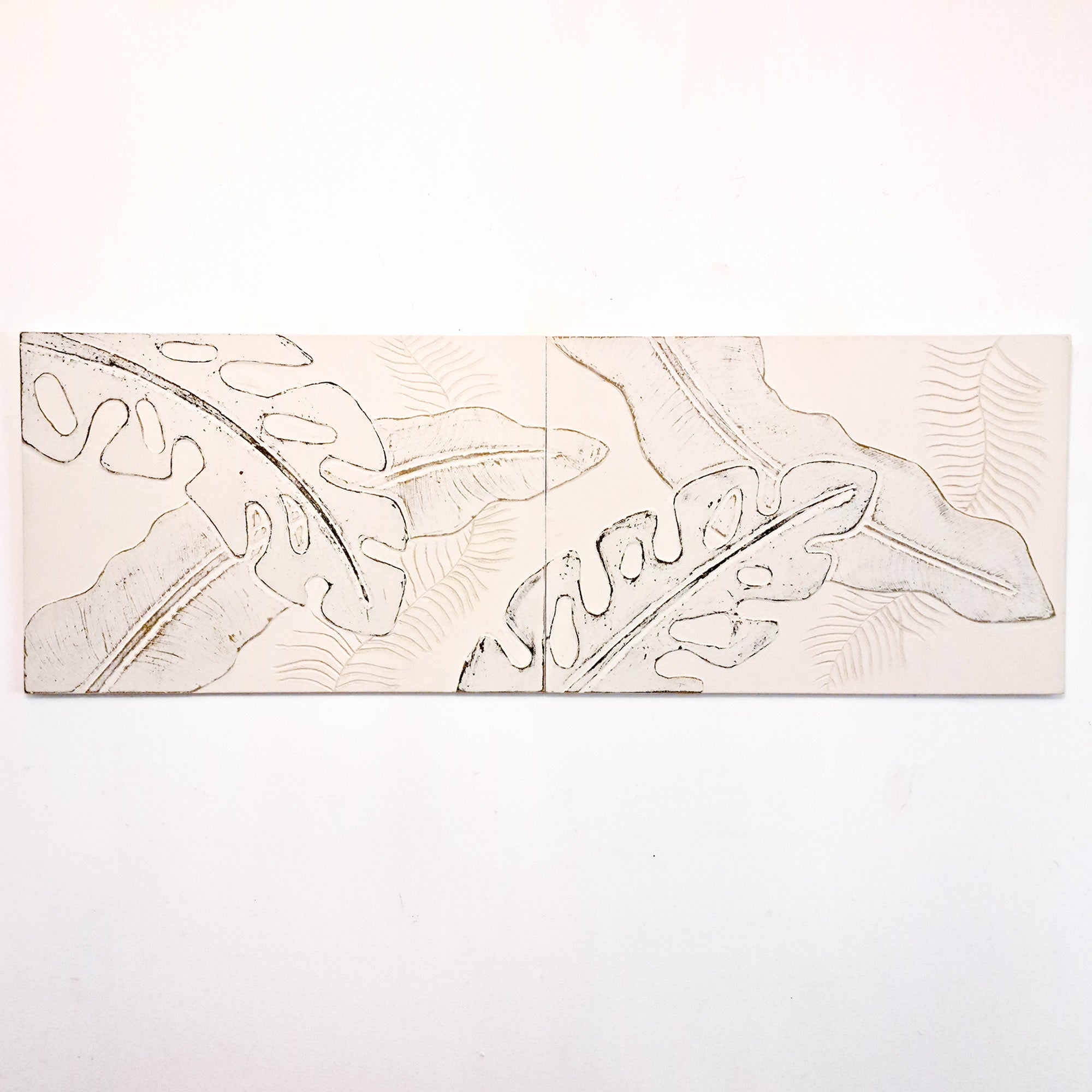 Distressed Leaves Long Bohemian Hand-carved Wooden Decorative Room Wall Art