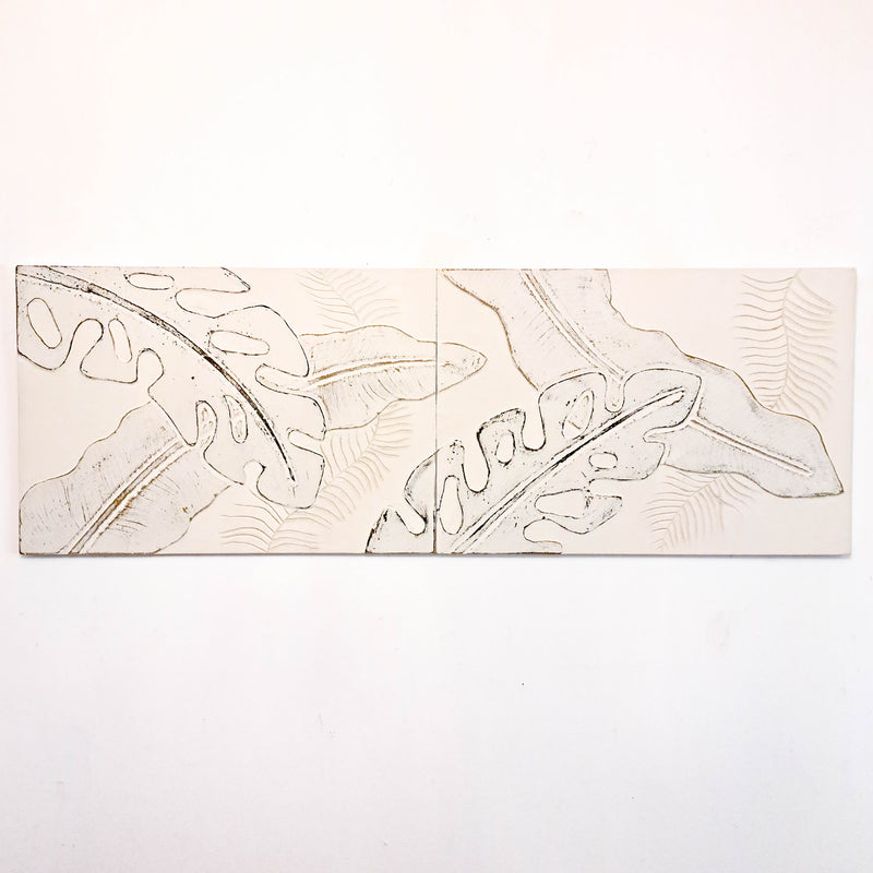 Distressed Leaves Long Bohemian Hand-carved Wooden Decorative Room Wall Art