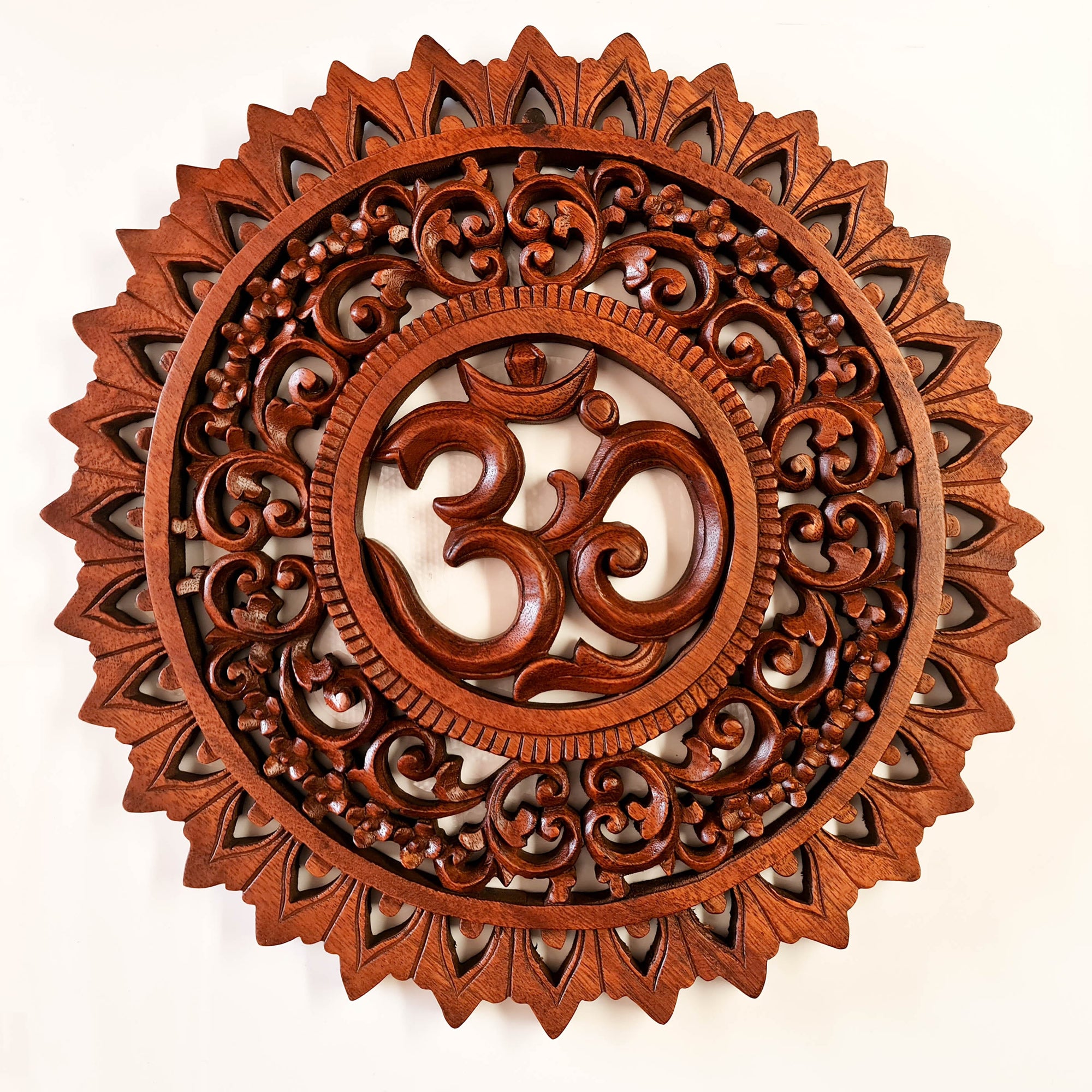 Om Mantra Hindu Buddha Hand Carved Wooden Decorative Wall Art