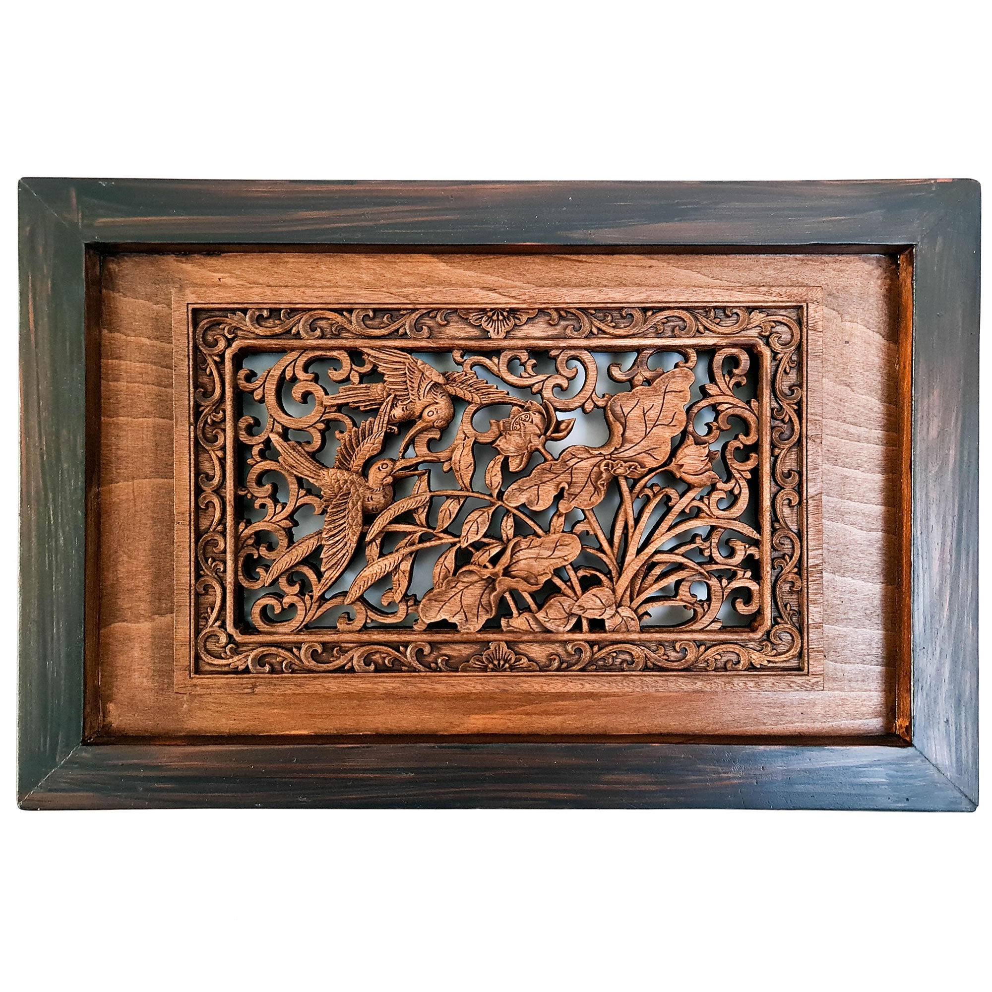 Carved Wooden Wall Art - Flying Garden Birds