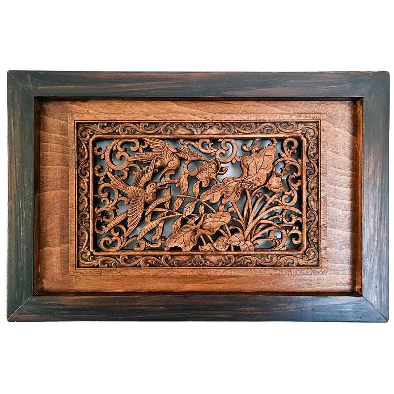 Carved Wooden Wall Art - Flying Garden Birds