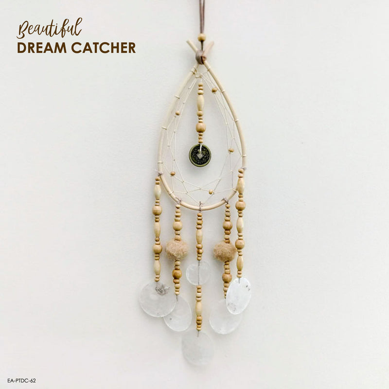 This handmade dream catcher is a unique piece with real sea shells and wooden beads. Bohemian Style Handmade Decorative Hanging Macramé Dream Catcher