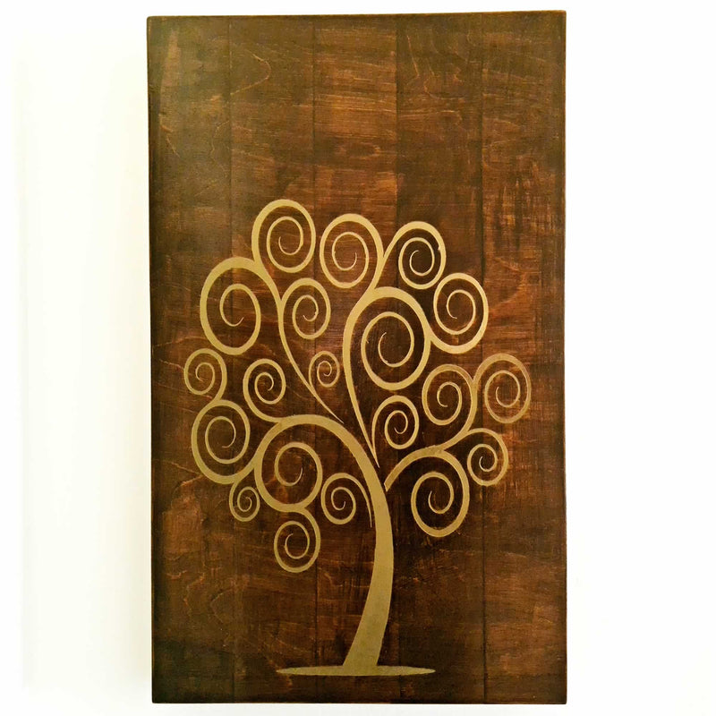 The Golden Tree of Life is a stunning piece of wooden decorative wall art, meticulously handcrafted by artisans.