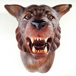 This stunning large hand-carved teakwood decorative African Tiger Lion head wall sculpture is simply amazing. Carved out of solid wood by hand with intricate details. This certainly will be an eye-catching feature in any room and a talking point.