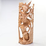 Saraswati Goddess Hand-carved wooden Sculpture Art Hindu Mandir Pooja