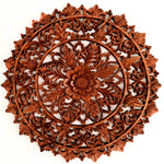 Mandala Hand Carved Teakwood Decorative Large Round Wall Art Headboard