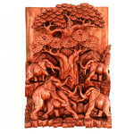 African Elephants by Oak Hand-Carved Wooden Room Decorative Art Sculpture Unique Gift