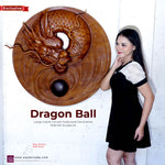 Chinese Dragon Ball - Large Hand Carved Teakwood Decorative Art Sculpture Headboard