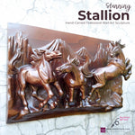 Hand Carved Teakwood Wild Running Horses Stallion Decorative Sculpture Wall Art. This stunning hand-carved running horse teakwood sculpture wall art is simply breathtaking, unique, and one-off.
