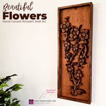 Antique Style Flowers Carved Wooden Decorative Wall Art Garden Flowers Nature easternada