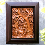 Hand Carved Teakwood Decorative Wall Art Sculpture Ram Sita Hindu Mandir