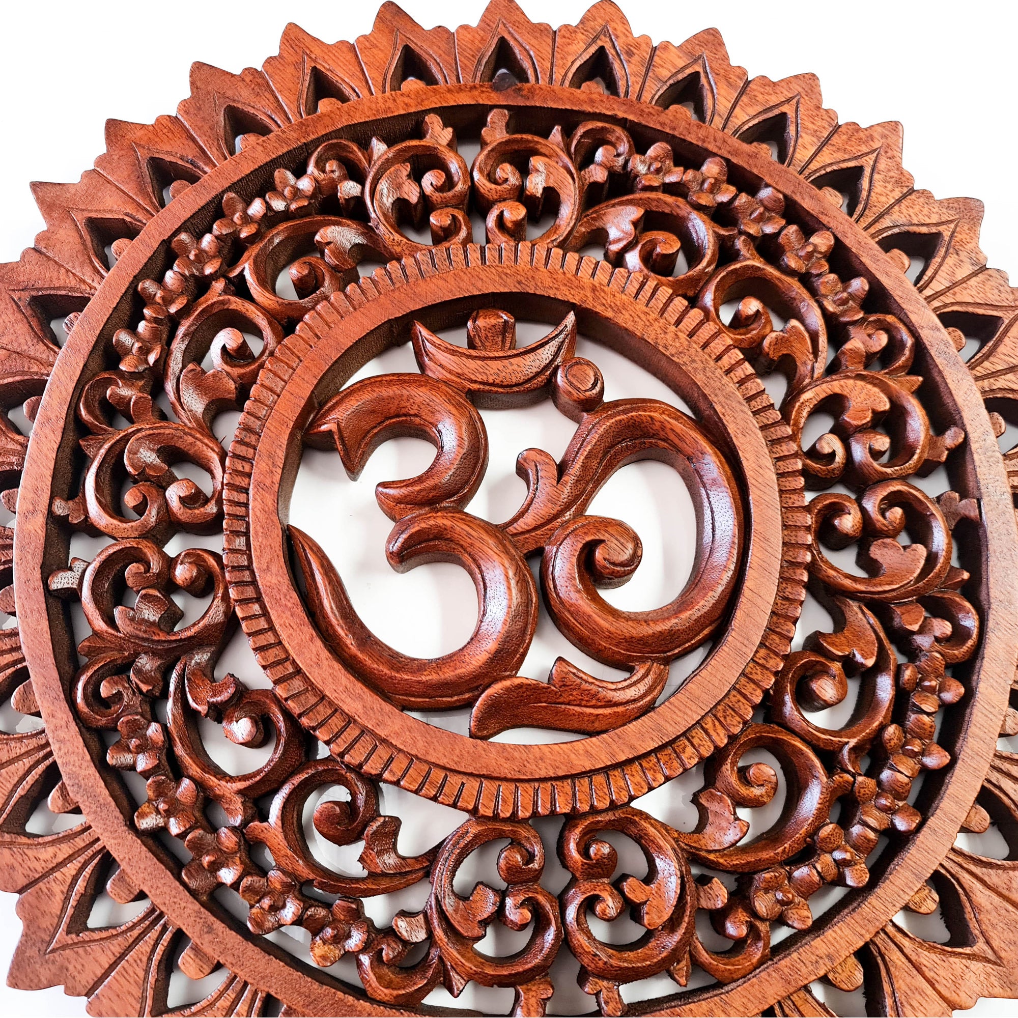 Om Mantra Hindu Buddha Hand Carved Wooden Decorative Wall Art