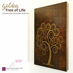 The Golden Tree of Life is a stunning piece of wooden decorative wall art, meticulously handcrafted by artisans.