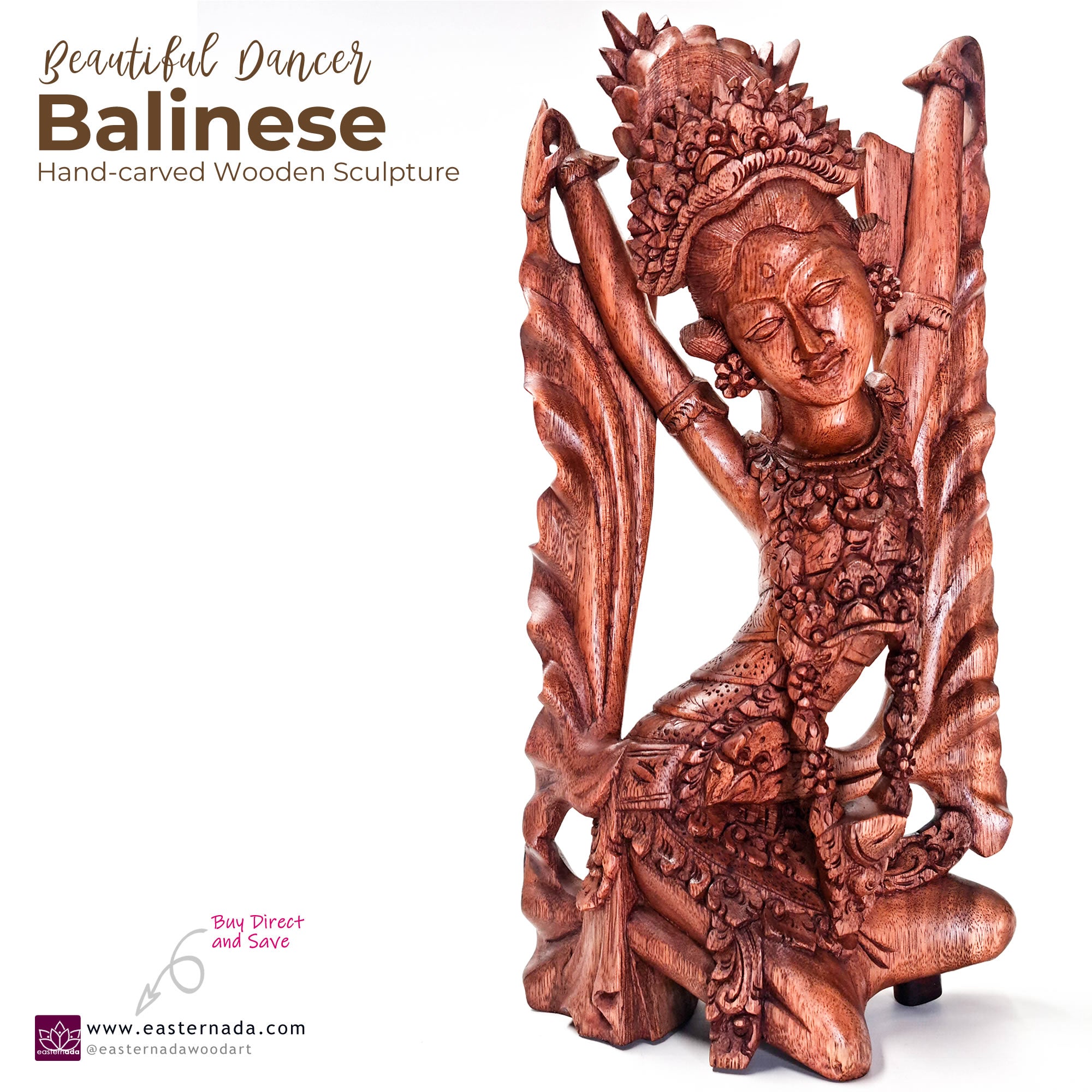 Balinese Dancer Hand-carved Teakwood Sculpture Art Unique Gift