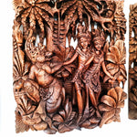 Elevate your sacred space with our exquisite Radha Krishna Teakwood Wall Art. This stunning sculpture, hand-carved with intricate detail from premium teakwood, is a true testament to artisanal mastery.