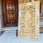 Hand Carved Teakwood Decorative Wall Art Sculpture Ganesha Ganapati Hindu Mandir easternada