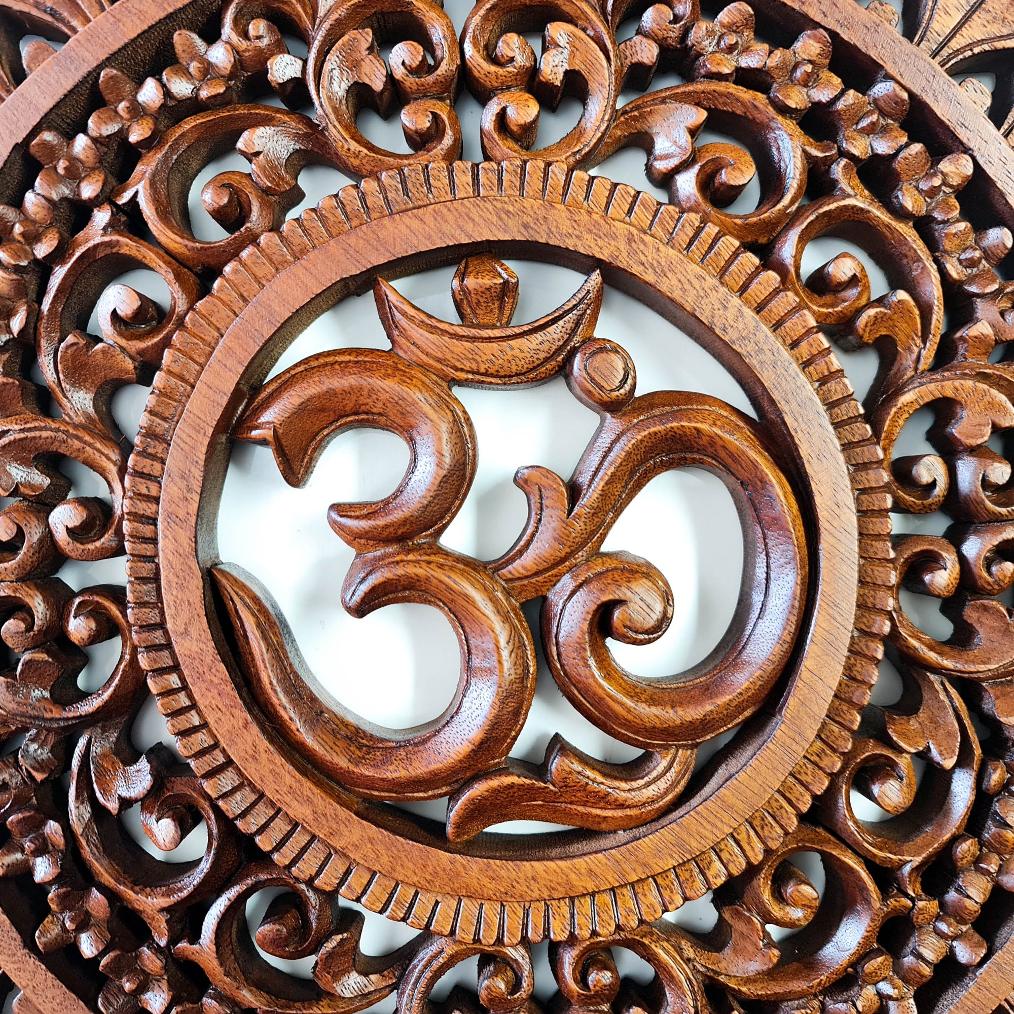 Om Mantra Hindu Buddha Hand Carved Wooden Decorative Wall Art