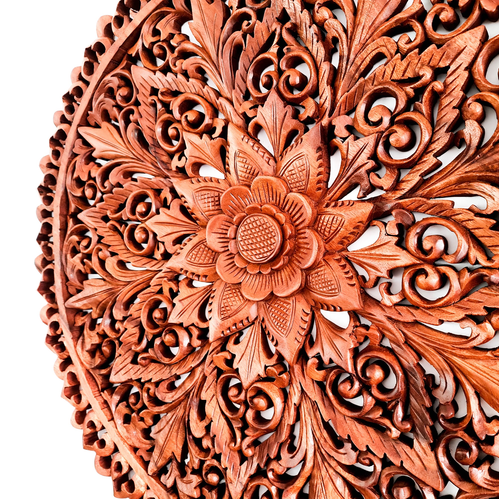 Mandala Hand Carved Teakwood Decorative Large Round Wall Art Headboard
