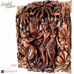 Elevate your sacred space with our exquisite Radha Krishna Teakwood Wall Art. This stunning sculpture, hand-carved with intricate detail from premium teakwood, is a true testament to artisanal mastery.