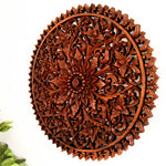 Mandala Hand Carved Teakwood Decorative Large Round Wall Art Headboard