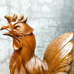 This stunning large hand-carved teakwood decorative Rooster Chicken sculpture is quite impressive and unique gift. Easternada