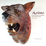 This stunning large hand-carved teakwood decorative African Tiger Lion head wall sculpture is simply amazing. Carved out of solid wood by hand with intricate details. This certainly will be an eye-catching feature in any room and a talking point.