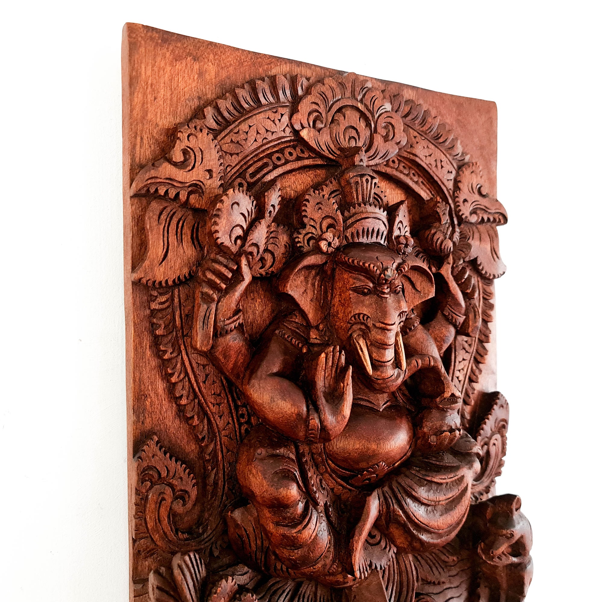 Ganesha Ganapati Wooden Sculpture Mandir Decorative Hindu Art Gift