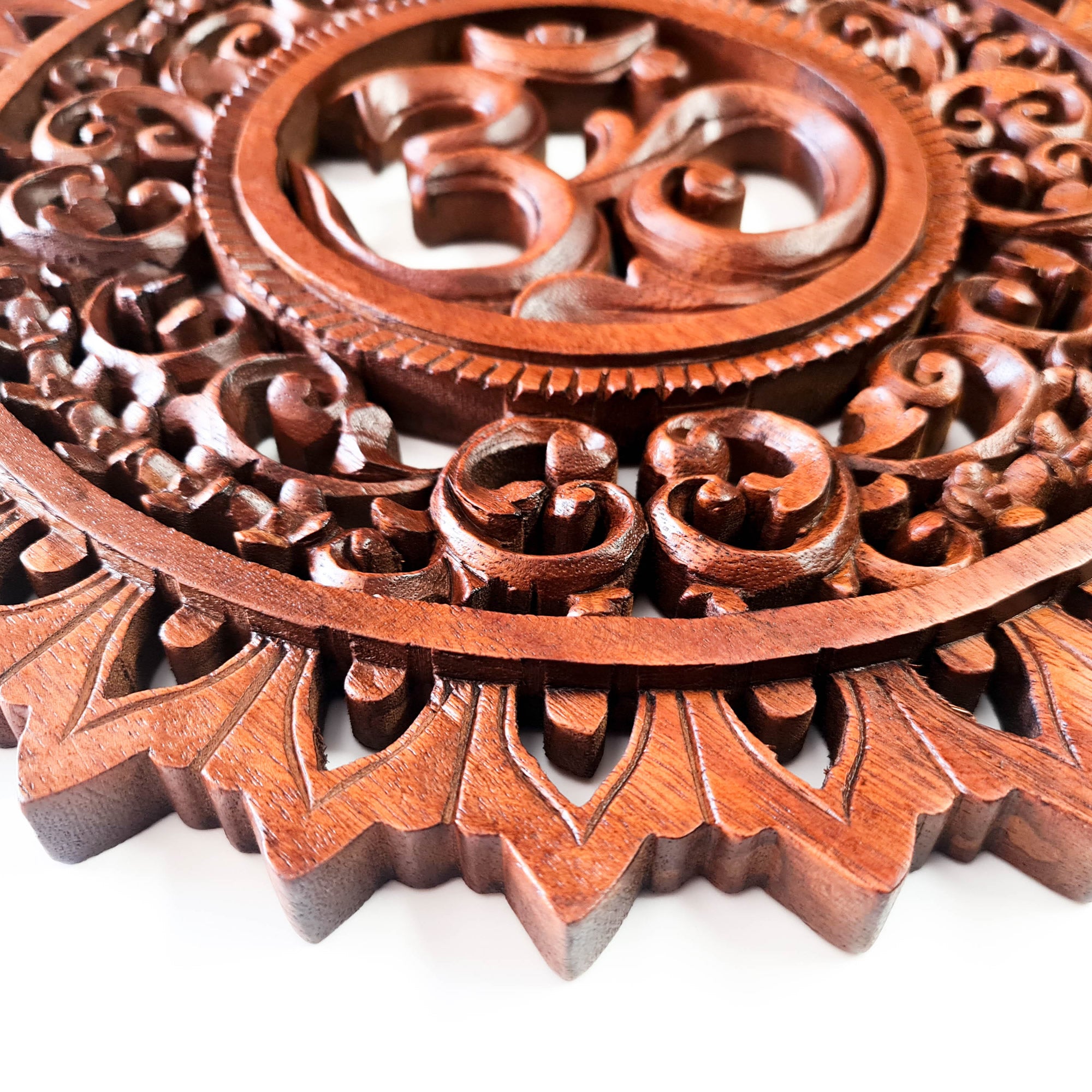 Om Mantra Hindu Buddha Hand Carved Wooden Decorative Wall Art