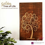 The Golden Tree of Life is a stunning piece of wooden decorative wall art, meticulously handcrafted by artisans.