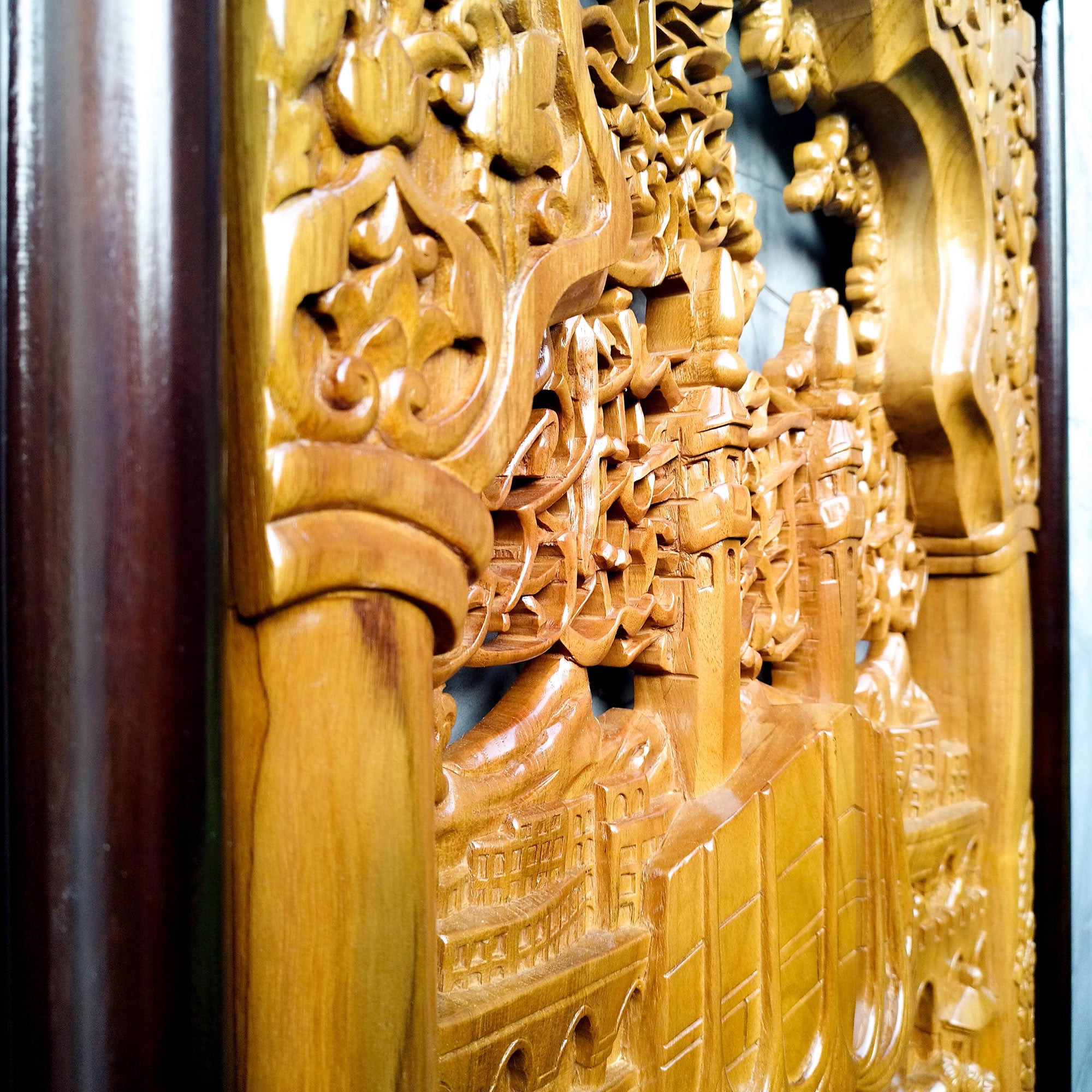 Hand Carved Teakwood Decorative Wall Art Sculpture Islamic Arabian Calligraphy Holi Hajj Tawaf Kabaa | Rare Antique Style | A Perfect Gift