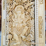 Hand Carved Teakwood Decorative Wall Art Sculpture Ganesha Ganapati Hindu Mandir easternada