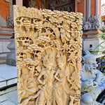Pre-Order - Ram Sita Hindu Mandir Hand Carved Teakwood Decorative Wall Art Sculpture