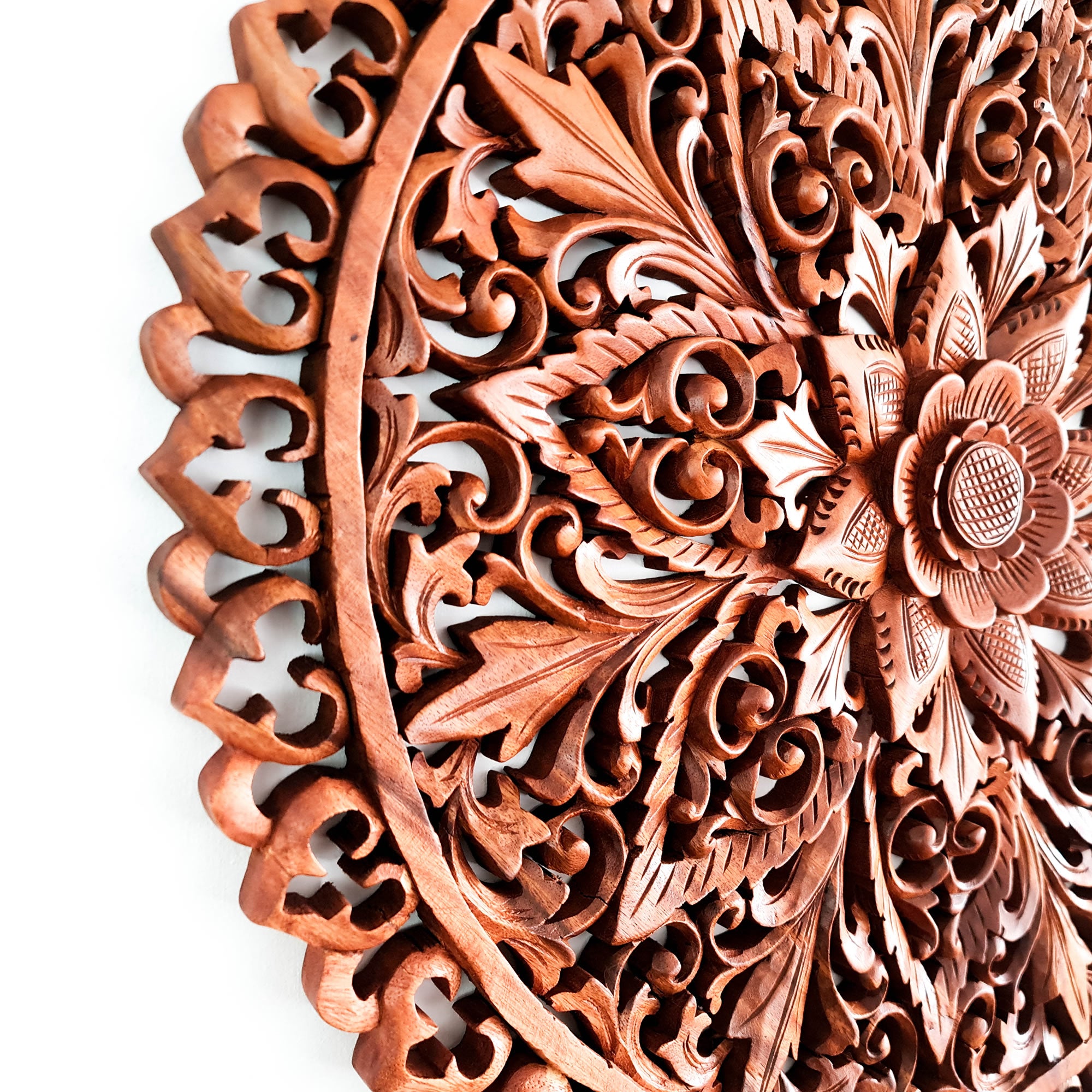 Mandala Hand Carved Teakwood Decorative Large Round Wall Art Headboard