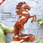 Horse Hand Carved Decorative Teakwood Sculpture Unique Gift, Equestrian Horse Riding